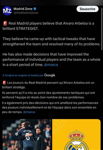 Arbeloa, futur successeur d'Ancelotti ? Les joueurs sont sous le charme de ses choix stratégiques qui changent tout sur le terrain ! Dis-nous en commentaire si tu penses qu’il doit prendre les rênes de l’équipe première bientôt ! #RealMadrid #Arbeloa #ActuFoot #Tactique #HalaMadrid