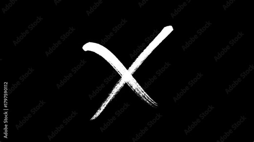 Cross Mark Drawing Animation with Alpha Channel. A simple, hand-painted X symbol appears, perfect for video overlays and motion graphics projects.
