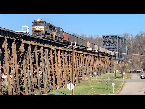Train Crosses Over Trestle & Then Under Same Trestle! 818 Axle Coal Train With 2 DPUs Working Hard!