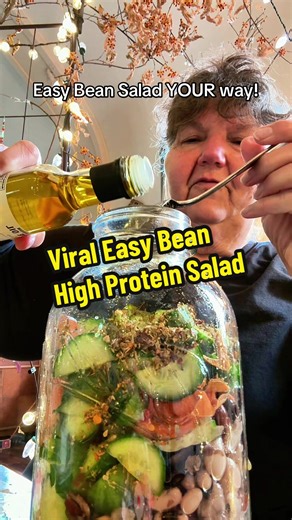 Easy Bean Salad with Pickled Carrots & Cucumber