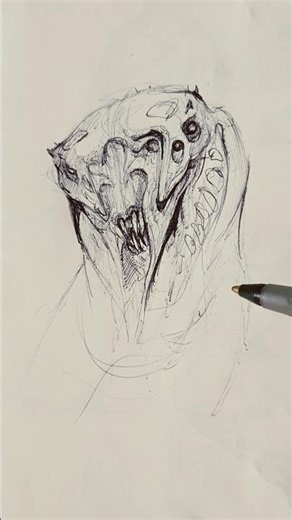 Exotic Creature Head Drawing Tutorial #art #drawing #shorts