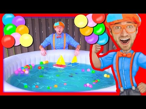 Boats for Kids with Blippi | Learn Colors in the Hot Tub