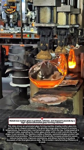 Insane Glass Blowing Machine Turns Lava Into Perfect Domes 🔥 #shorts #factory #satisfying