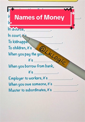 Understanding the Names of Money in LKLogic