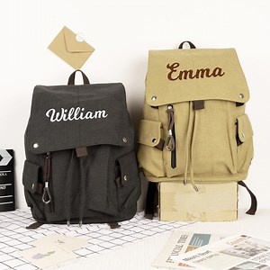 Personalized Canvas Backpack: Travel Rucksack, Vegan Laptop Bag - Etsy