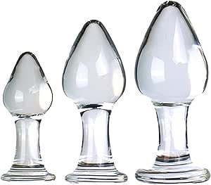 3Pcs Crystal Glass Anal Butt Plug Set - Small, Medium and Big Glass Butt Plug Anus Training Kit Sex Glass Anal Plug Masturbation Sex Slave Abuse Sex Toys for Women Men Couples Lover