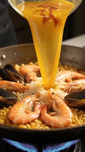 Paella de Marisco Reveal 🥘🦐 (Saffron Color Pop)