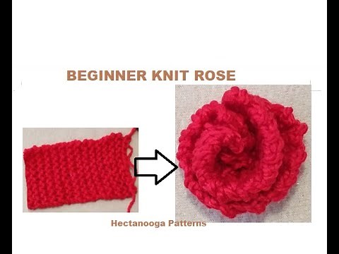 KNIT ROSE FOR BEGINNERS, easy knitted flower, small knitting projects, scrap yarn projects