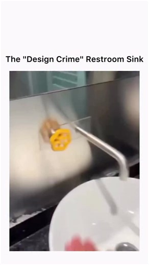 worldreel on Instagram: "This viral video from @DesignSlop showcases what many are calling a “design crime”—a public restroom sink equipped with a massive, industrial-style yellow valve wheel. To get even a small amount of water, users must perform multiple full rotations of the heavy handle, turning a simple handwashing task into a comically laborious process. With over 1 million views, the clip highlights how overengineered fixtures often prioritize aesthetic “coolness” over basic usability. F