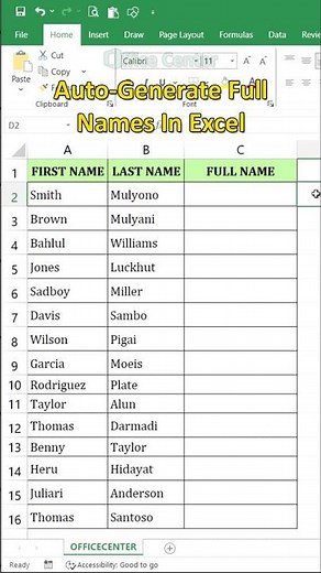 Auto-Generate Full Names in Excel #excel #dataextractor #exceltips #dataanlysis #exceltricks