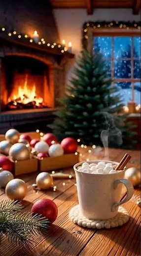 Cozy Christmas Ambience ❄️ Fireplace, Snowfall & Holiday Prep