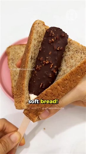 Hard-shell chocolate ice cream on bread? Find out why this combo works! #asmr #dessert #hack #foodhack #trending #tips | When In Manila