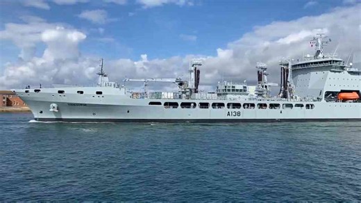 RFA Tidesurge sails from Portsmouth