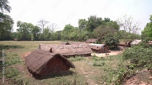 Indigenous people in remote areas of India live in mud huts and thatched huts.