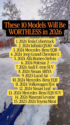 25 reactions · 18 shares | Is your next vehicle on this list? 樂 A look at 15 models, with a stark prediction for 10 of them by 2026. What do you think about the future value of the Cybertruck, Lucid Air, or the EQ series?  • #CarDepreciation #FutureCars #WorthlessIn2026 #EVMarket #CarNews | James Michael | Facebook