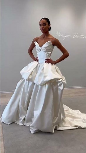 Meet Ascher — this ivory silk Duchesse basque waist draped corseted ba