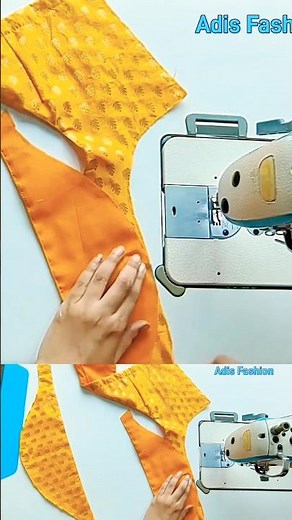 34” Size Cross Cut Blouse Stitching ✂️ | 1 Tucks Sleeves Attaching Easy Method #shorts