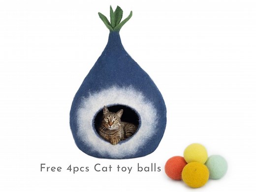 Felt Cat Cocoon | Felted Cat Bed | Felt Cat Cave | Funny Cat Bed | Wool Kitten Cave | Felt Cat House | Aesthetic Cat House | Modern Cat Cave - Etsy