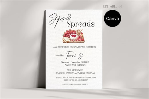 Girls Night Out Invitation, Modern Chic, Cocktails (digital Download) - Etsy