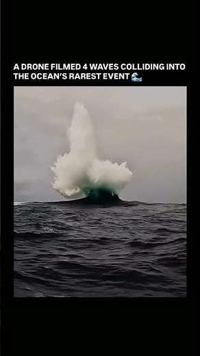 A Drone Filmed 4 Waves Colliding in the Ocean 🌊😳