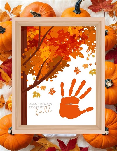 Fall Handprint Craft for Kids | Autumn Keepsake Art | Thanksgiving Classroom Activity | DIY Fall Preschool Craft | Family Handprint Decor - Etsy