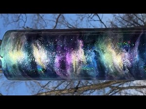 Mica-hol Ink Swirl Technique with Interference and Chameleon Micas on Black Tumbler -- OMG!