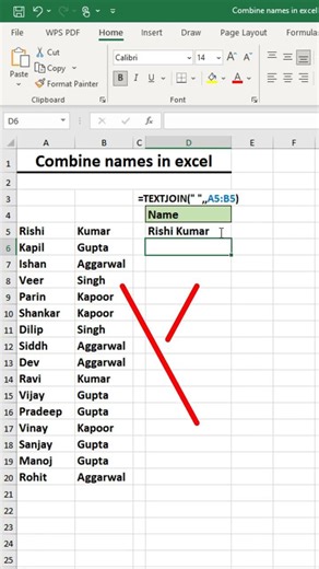 Combine names in excel using TEXTJOIN #exceltutorial #exceltips #exceltricks #excel