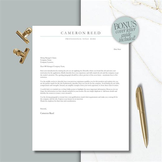 Professional Cover Letter Template Digital Download Resume Word Document Format Guide Included Video Tutorial Customer Service Job - Etsy