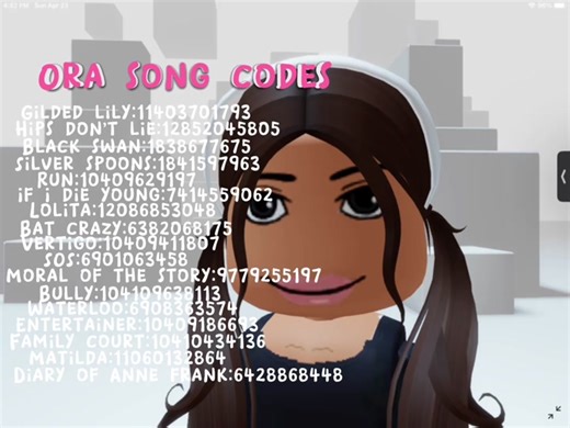 Any recommendations? #codes#dancemom #roblox #ora #song id#rare #rareoracodes #firsttimemom #firstvideo #blowup #slay #chloelukasiak #maddieziegler#mackenzieziegler