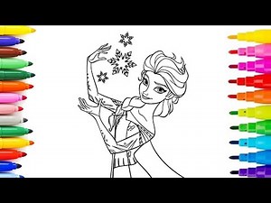 Frozen Elsa Princess Coloring For Kids And Toddlers || Disney Princess Coloring Tutorial