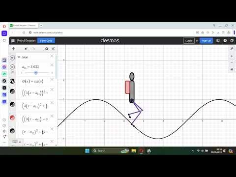 Walking Robot Simulation Purely using Mathematics Formula run by Desmos Calculator Software