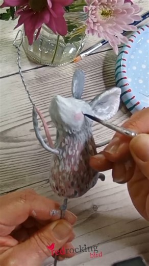 Red Rocking Bird on Instagram: "Thoughtful Making, Layer by Layer #airdryclay #ClayArt #clayart Creating with air dry clay and polymer clay in one project, fun craft, cute mouse! FULL tutorial on @redrockingbird YouTube @das_fila thank you for sponsoring the full video over on YouTube #ad"