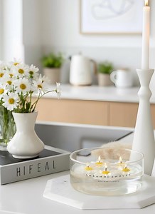 Soy Wax Floating Daisy Candle Set, Reusable Glass Bowl Floating Candles, Daisy Flower Wax Candles, Romantic Table Decor - Etsy
