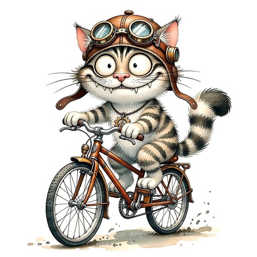 Steampunk Scientist Cat Art Kawaii Watercolor Illustrations Cat on a Motorcycle Inventor Clipart PNG JNG Cute Bundle Men Cat Greeting Card - Etsy