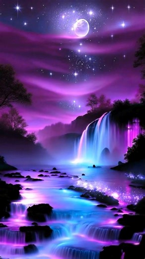 5.1K views · 573 reactions | When the moon paints the sky in lavender and waterfalls glow like stardust… ✨ | Forgotten Glades | Facebook