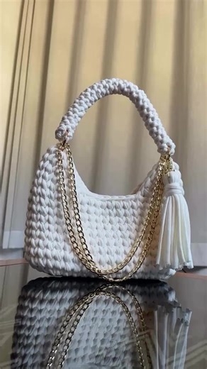 handmade crochet cozy bag in white color DM for order