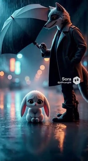 EP.1“ A wolf meets a little rabbit on a rainy street.”#bunny #wolf #story #emotional