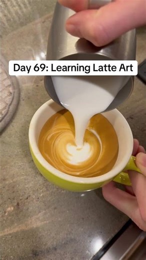 Day 69 of learning latte art from scratch using a Breville Bambino. #latteartjourney #homebarista