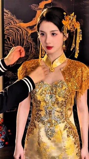 Golden Chinese Engagement Dress | Luxury New Chinese Style Bridal Outfit ✨💛