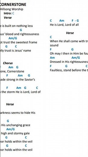 Cornerstone-Hillsong Worship chords and lyrics #shorts #cornerstone #chordsandlyrics