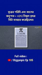21K views · 459 reactions | বৃত্তের পরিধি এবং ব্যাসের অনুপাত = π(Pi) সিম্বল প্রথম যিনি ব্যবহার করেছিলেন। #BigganPiC #pi | BigganPiC | Facebook