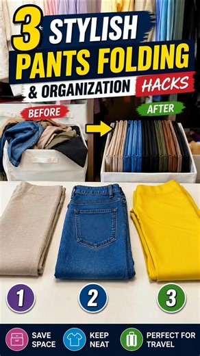 3 Stylish Pants Folding & Organization Hacks #shorts #fashion #spacesaving #usa