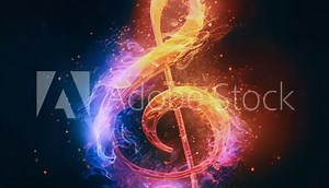 Music key neon colors on black background. Music notes abstract. blue,orange various colors neon Music notes rainbow smoke wave background. Music notes 4k video effect sparkling Stock Video