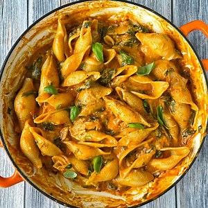 14K views · 220 reactions | Creamy chicken pasta shells This is such a tasty recipe, you can swap for any other pasta shapes you prefer. https://vjcooks.com/chicken-pasta-shells/ | VJ cooks | Facebook