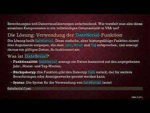 Datumskomponenten in VBA mit der DateSerial-Funktion manipulieren
