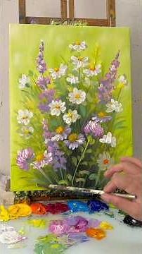 Easy Flower Painting | Bright Acrylic Art #shorts