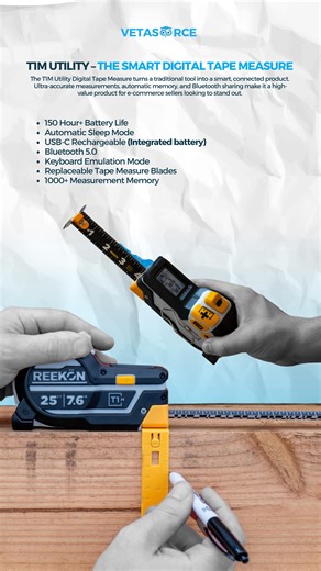 T1M Utility – The Smart Digital Tape Measure | Best-seller 2026 The T1M Utility Digital Tape Measure turns a traditional tool into a smart, connected product. Ultra-accurate measurements, automatic memory, and Bluetooth sharing make it a high-value product for e-commerce sellers looking to stand out. ✔ Ultra-accurate digital measurement (up to 1/32”) ✔ Save 1000 measurements with one click ✔ Bluetooth sharing to apps, spreadsheets & software ✔ One-hand operation, visible in all lighting conditio