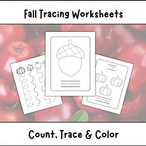 Tracing & Coloring Fall Worksheets | Fall Activities for Preschool
