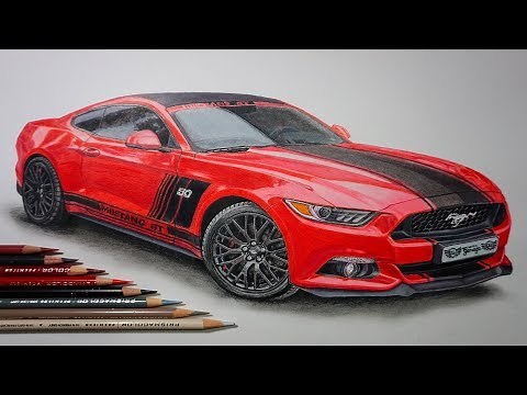Drawing A Car(Ford Mustang GT) Using Colored Pencils