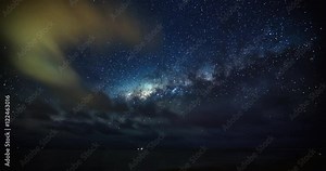 Time lapse of stars moving across the night sky, space astrophotography